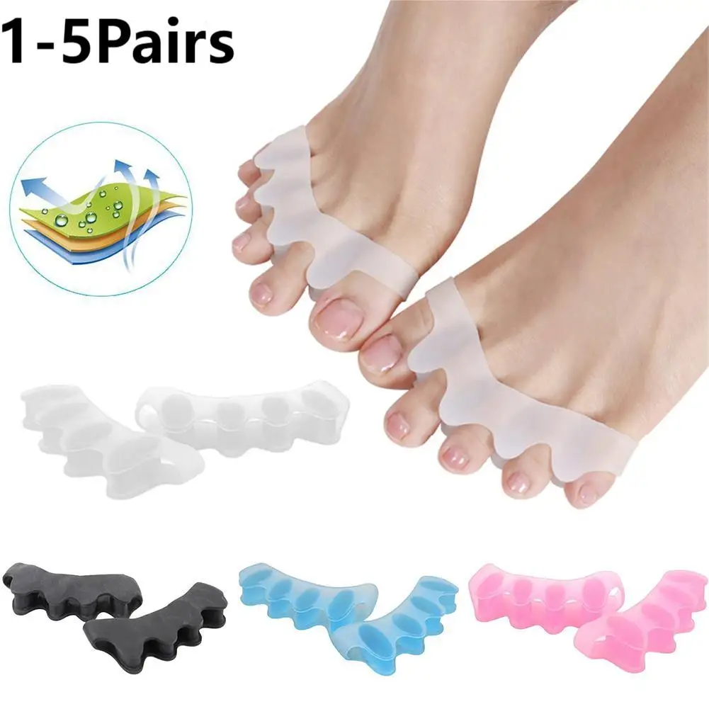 1-5Pair Silicone Toe Separator Hallux Valgus Orthopedic Bunion Corrector Hammer Toe Straightener Finger Toe Protector Foot Care