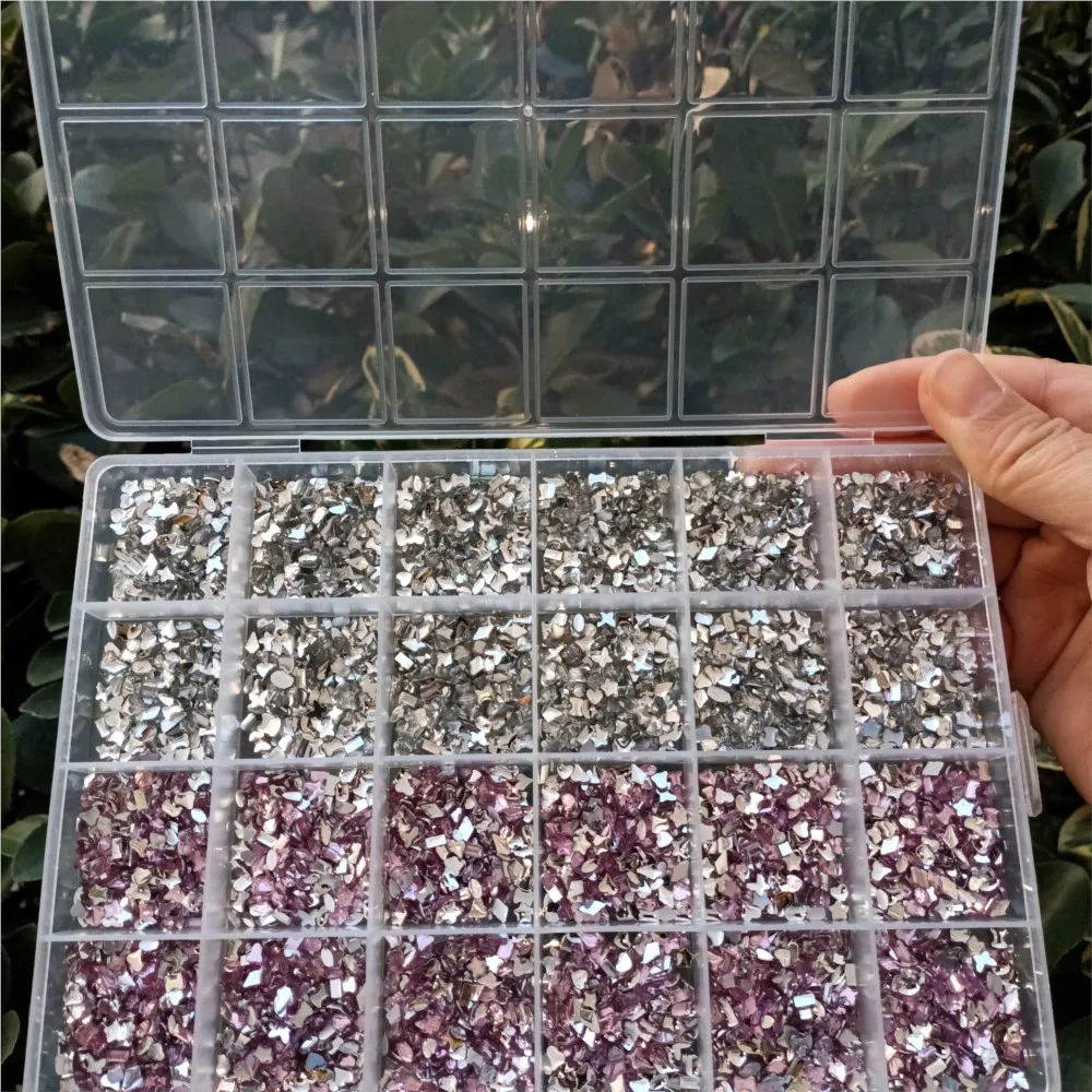 

24 сетки, разнообразные блестящие стразы для ногтей с бриллиантами, прозрачные/розовые подвески для ногтей с плоской задней частью, подвески для ногтей с луной, звездами, смешанные детали для маникюра