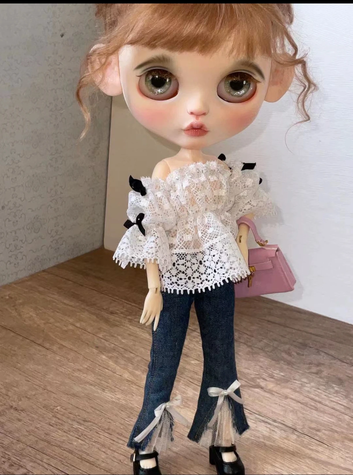 Blythe Clothes Lace denim set 1/6 30cm Blythe Dolls (Fit Pullip,Ob24,ob22、monst、holala、Licca)