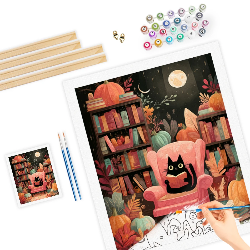 RUOPOTY Painting Paints By Numbers For Beginner Illustration pet black cat simple hand drawn Acrylic Paints Kits Handmade Gifts - Image 3