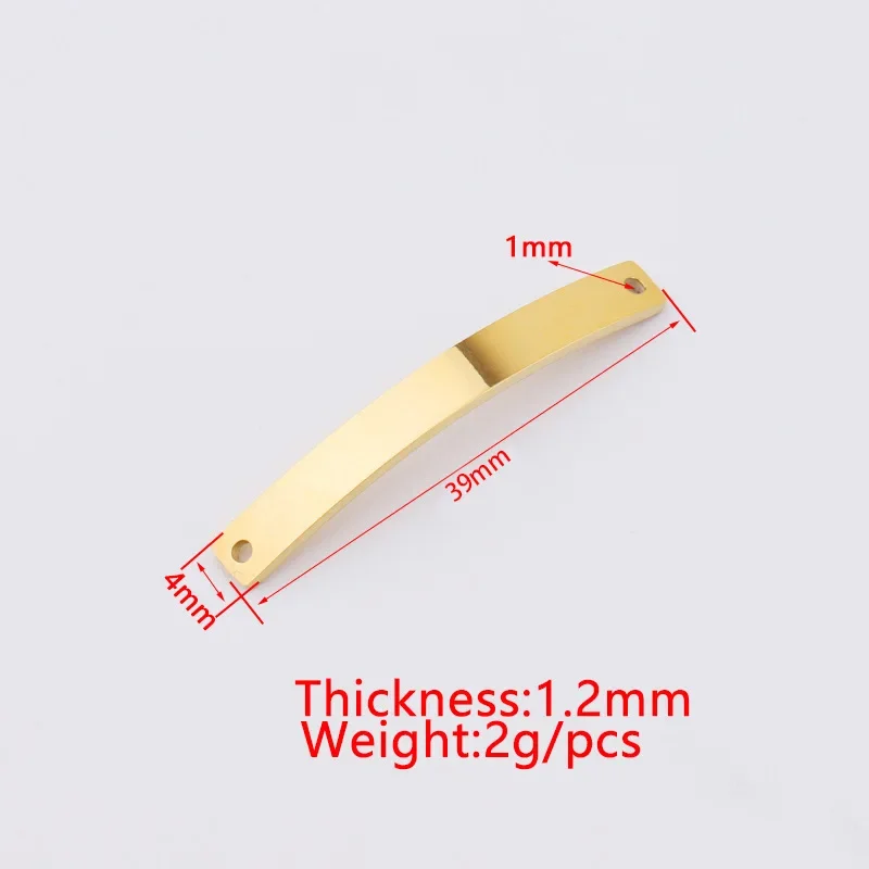 20Pcs 4*39mm Curved Strip Charms Mirror Polish Stainless Steel Charms For DIY Making Necklace Braid Bracelets Jewelry