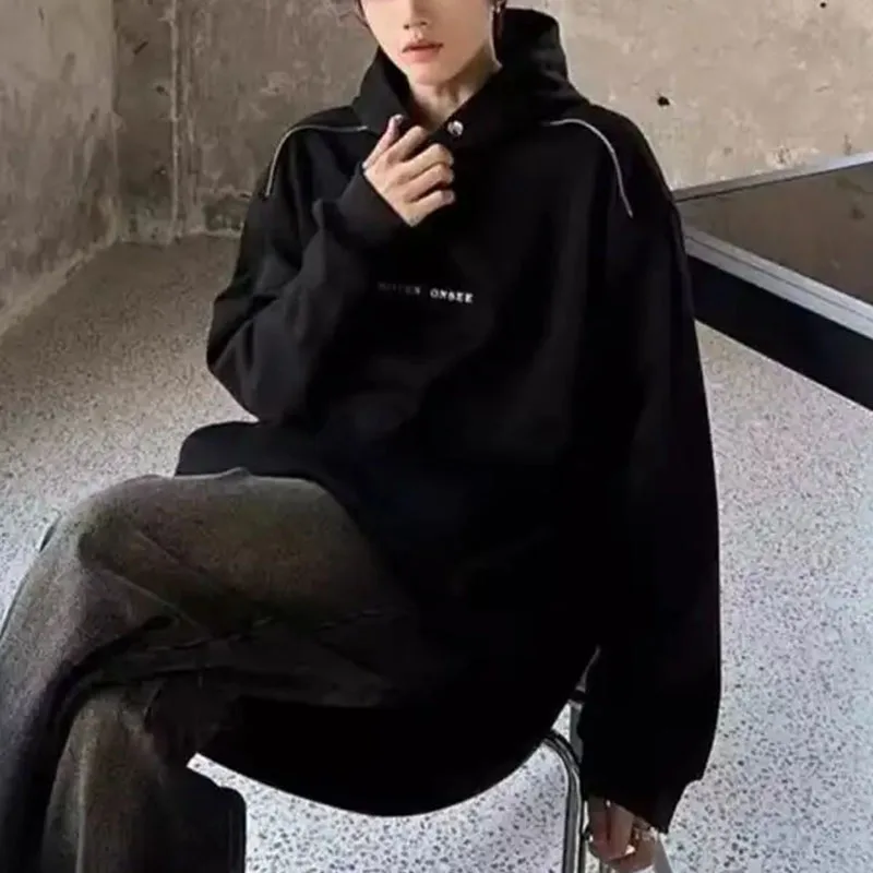 

American Style Raglan Hooded Sweatshirt Men in Autumn Winter Plus Velvet Thickened New Style Youth Breasted Jacket Layering