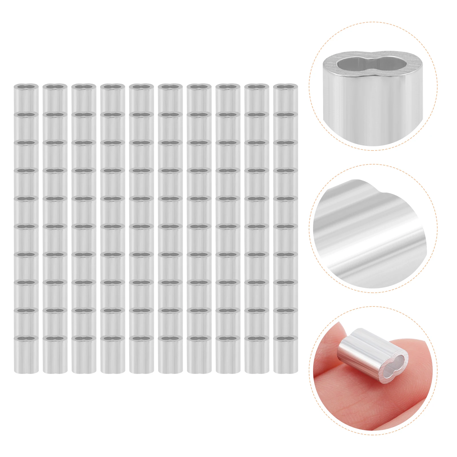 

100 Pcs Wire Rope Chuck Aluminum Crimp Sleeves Swing Cable Steel Connectors Crimping Loop