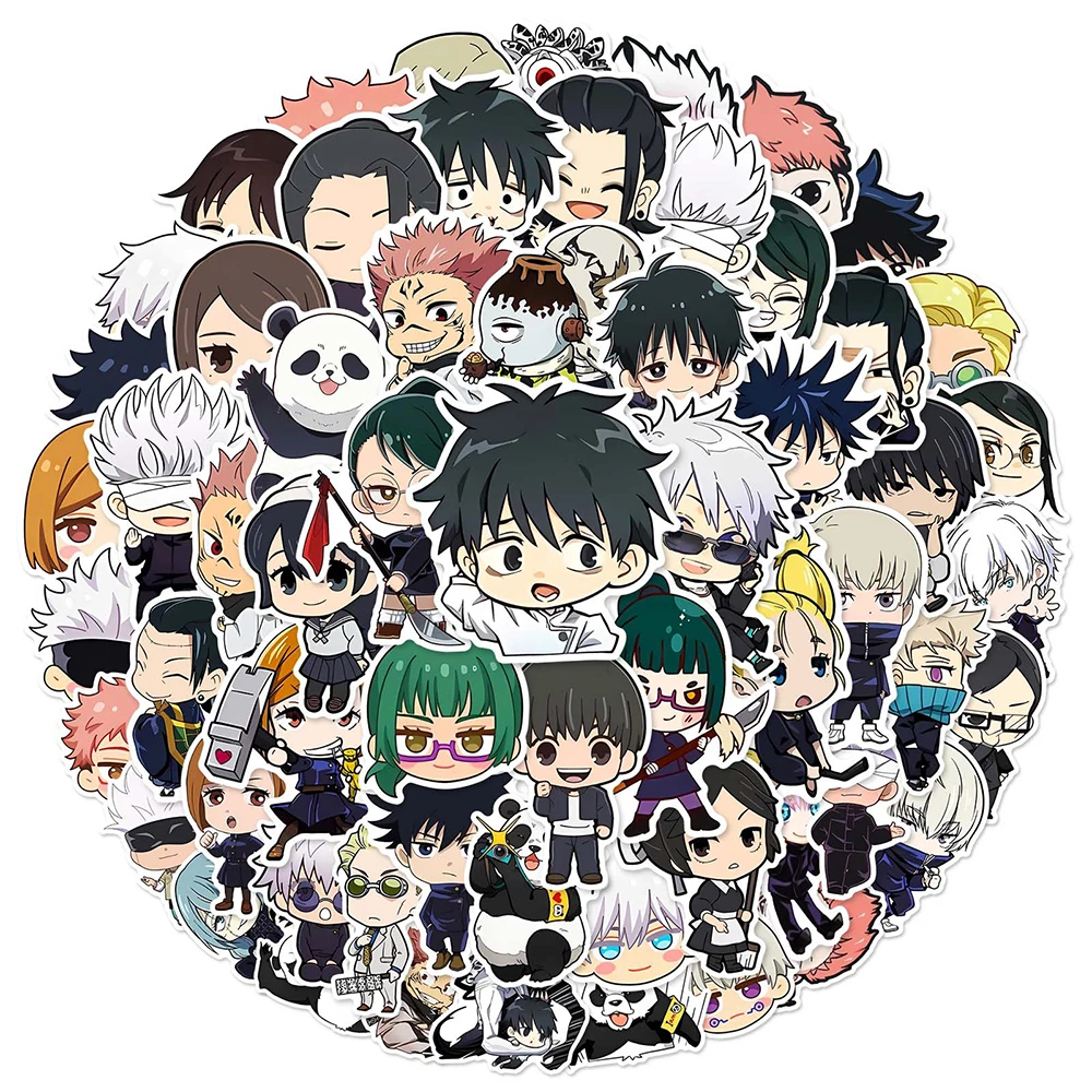 10/30/50pcs Cute Q Version Jujutsu Kaisen Cartoon Stickers Decals DIY Suitcase Helmet Motorcycle Waterproof Kawaii Anime Sticker