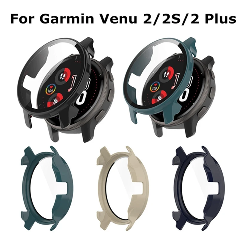 حافظة من الزجاج الصلب لجهاز Garmin Venu 2 Plus ، غطاء كامل ، واقي شاشة ، ممتص للصدمات ، غطاء حماية