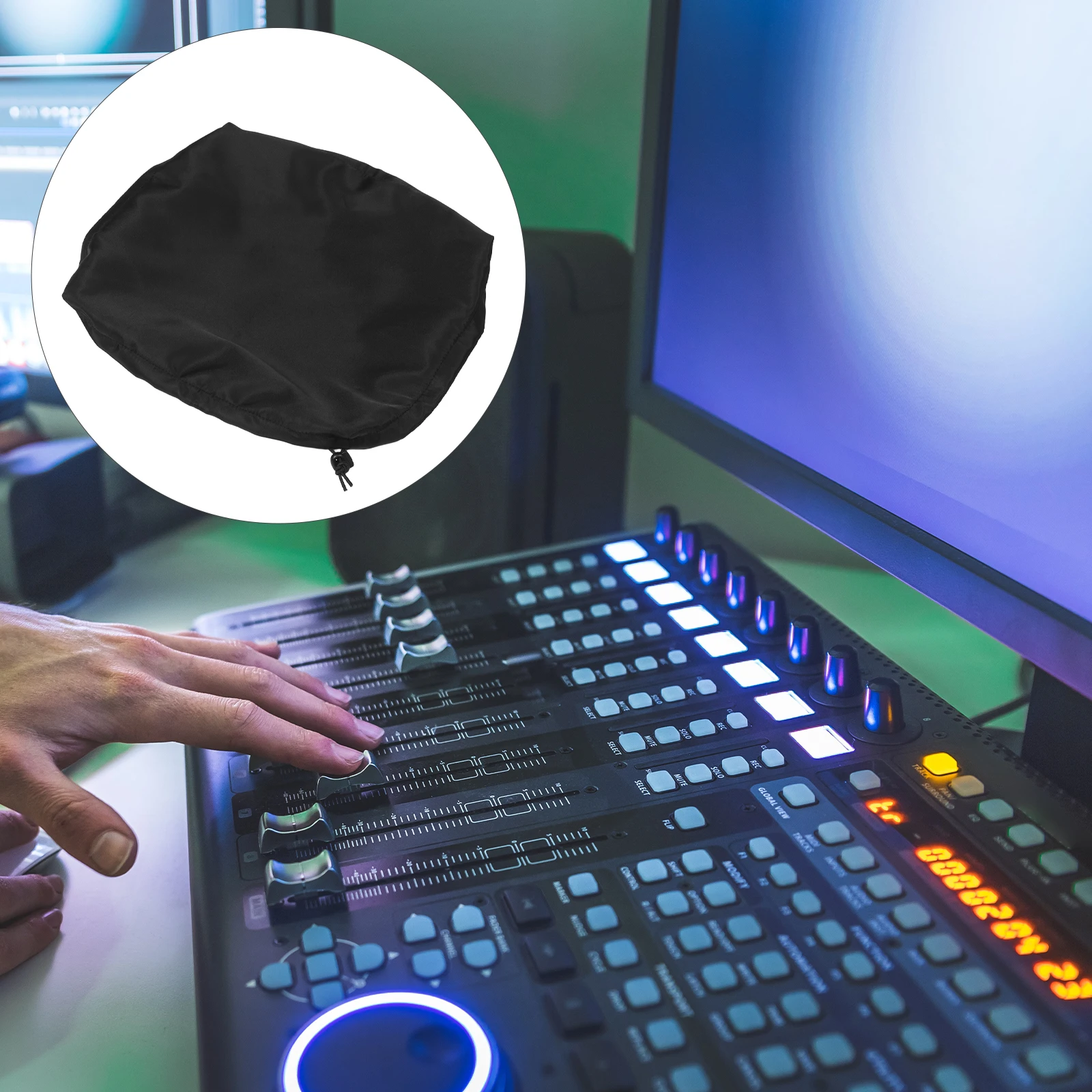 

Universal Audio Protective Cover Reusable Waterproof Black Nylon For Recording Studio 330*295*50Mm Portable Lightweight
