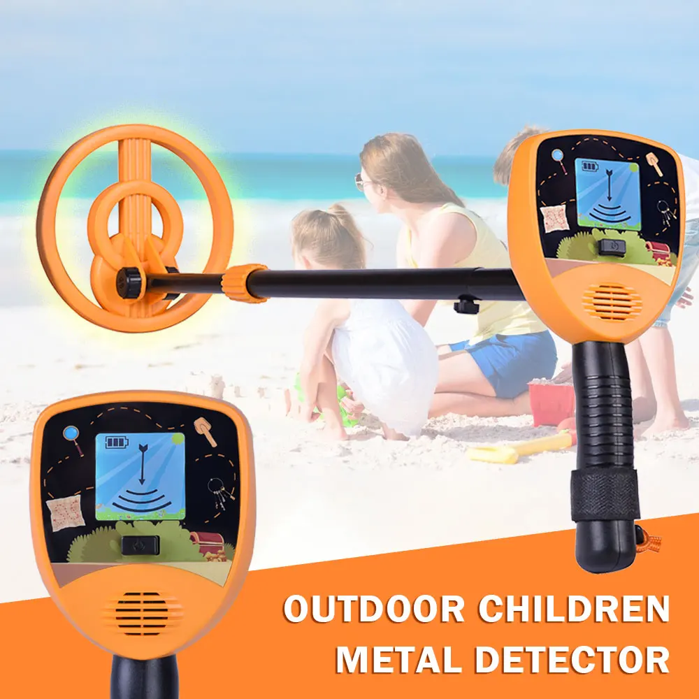 MD-1015 Metal Detector for Kids Waterproof Kid Gold Detector Finder Treasure Hunter Adjustable with LCD Display Lightweight Gift