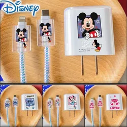 Disney Mickey Mouse 20W Protector for Iphone Charger Data Cable Protective Sleeve Cartoon Cute Tpu Protective Cover Accessories