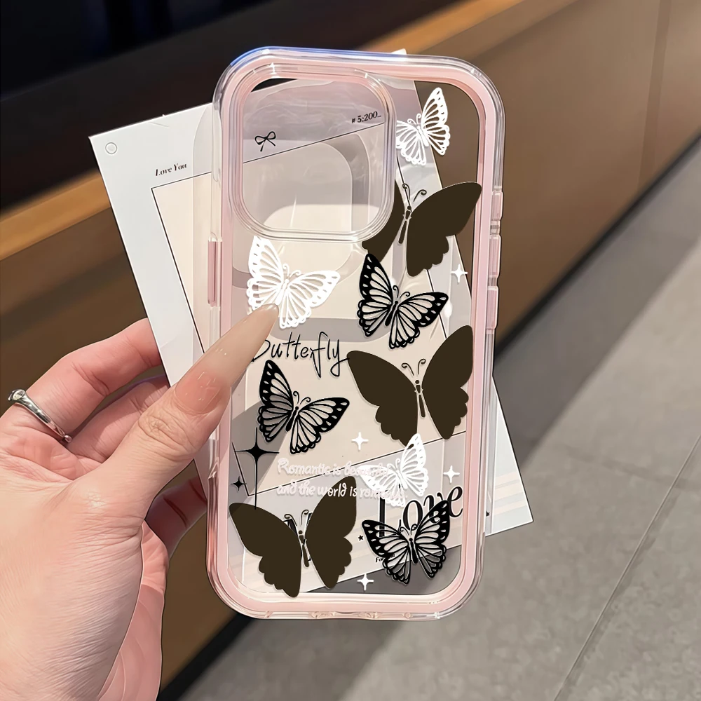 Dreifarbiges, schönes Schmetterlings-Transparent-Handycase für iPhone 16 14 15 Plus 13 14 15 17 16 12 Pro Max Air, durchsichtige weiche Hülle – Detail 1