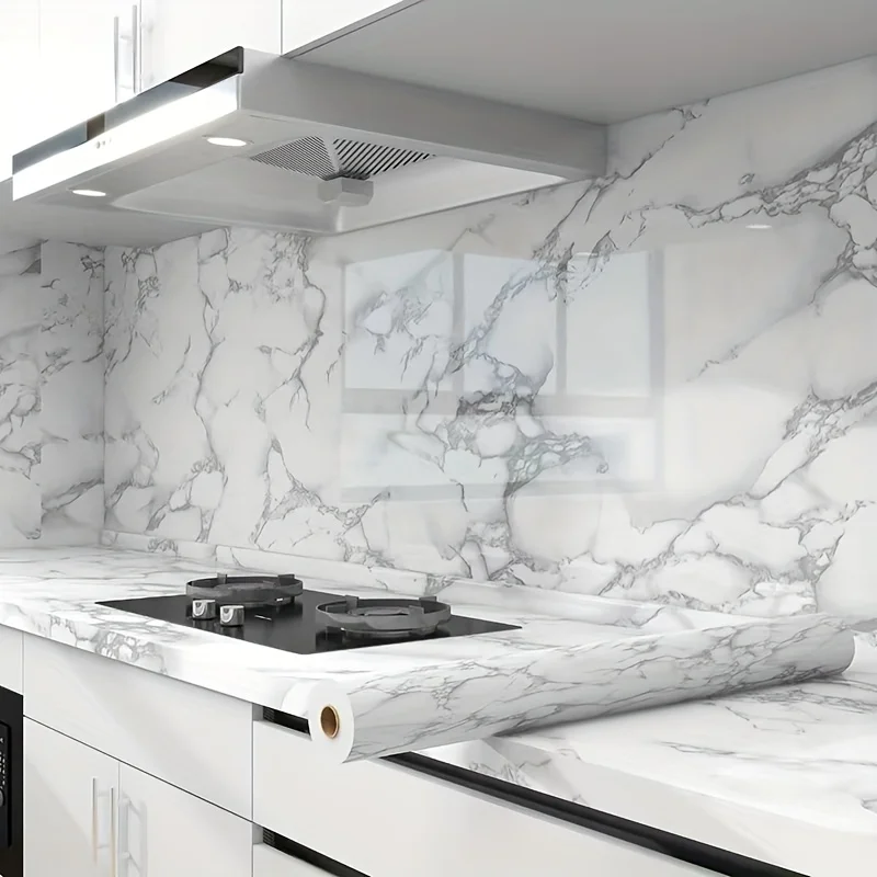 Contact Paper Peel and Stick Wallpaper Marble Self-Adhesive and Removable Vinyl Wallpaper Waterproof for Cabinets Wall Covering