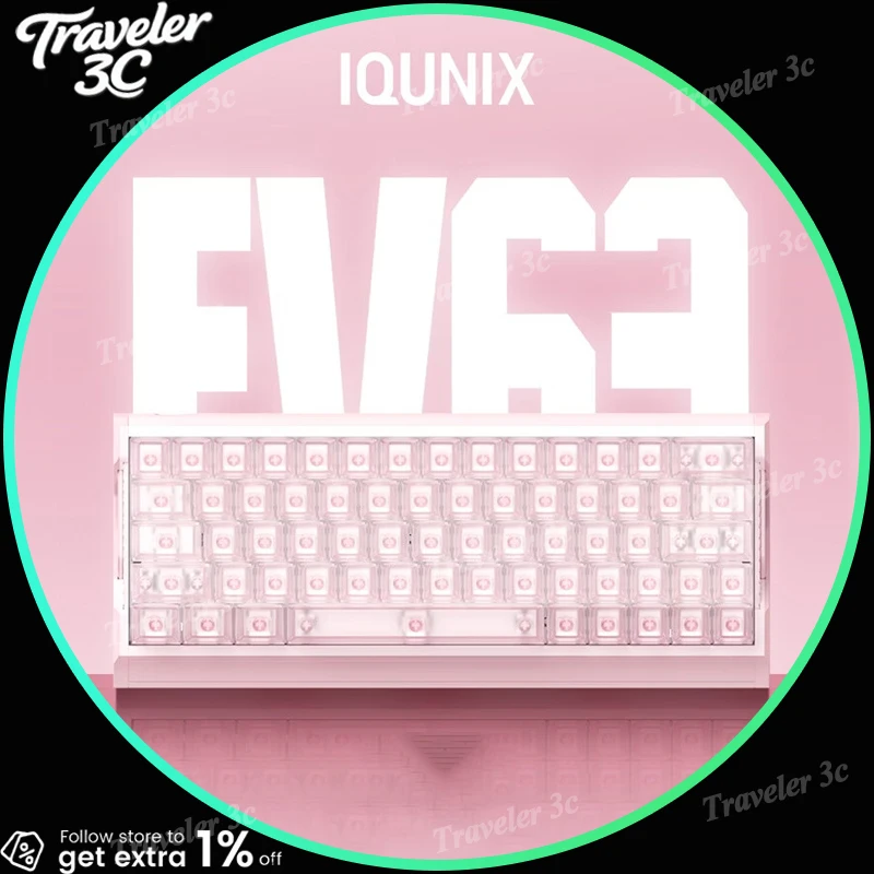 IQUNIX Ev63 Magnetic Mechanical Keyboard Pink Samurai Flagship Full Aluminum Custom Mysterious X Axis Ultra For E Sports Gaming