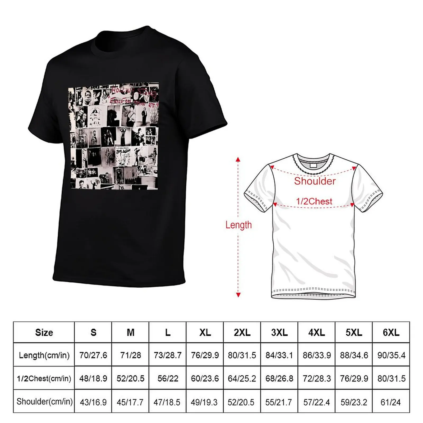 Full Cover Exile On Tour Guitar Rock Rolling Stone T-Shirt t shirt man plain black cotton t-shirt plain for man package T-Shirt