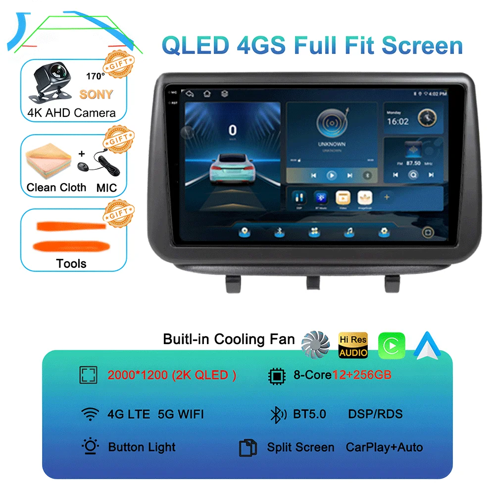 Auto radio multimediaspeler GPS CarPlay Auto 4G WIFI stereo head unit DSP voor Opel Meriva B 2009 - 2014 2K QLED Android 16