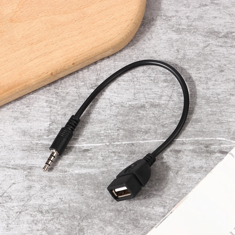3.5mm to USB Audio Cable for Car AUX USB Headphone Converter Black Car Electronics Music Player Cable