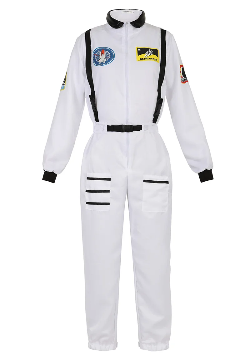 astronaut costume adult astronaut men women flight space suit jumpsuit halloween cosplay one piece overalls blue white orange