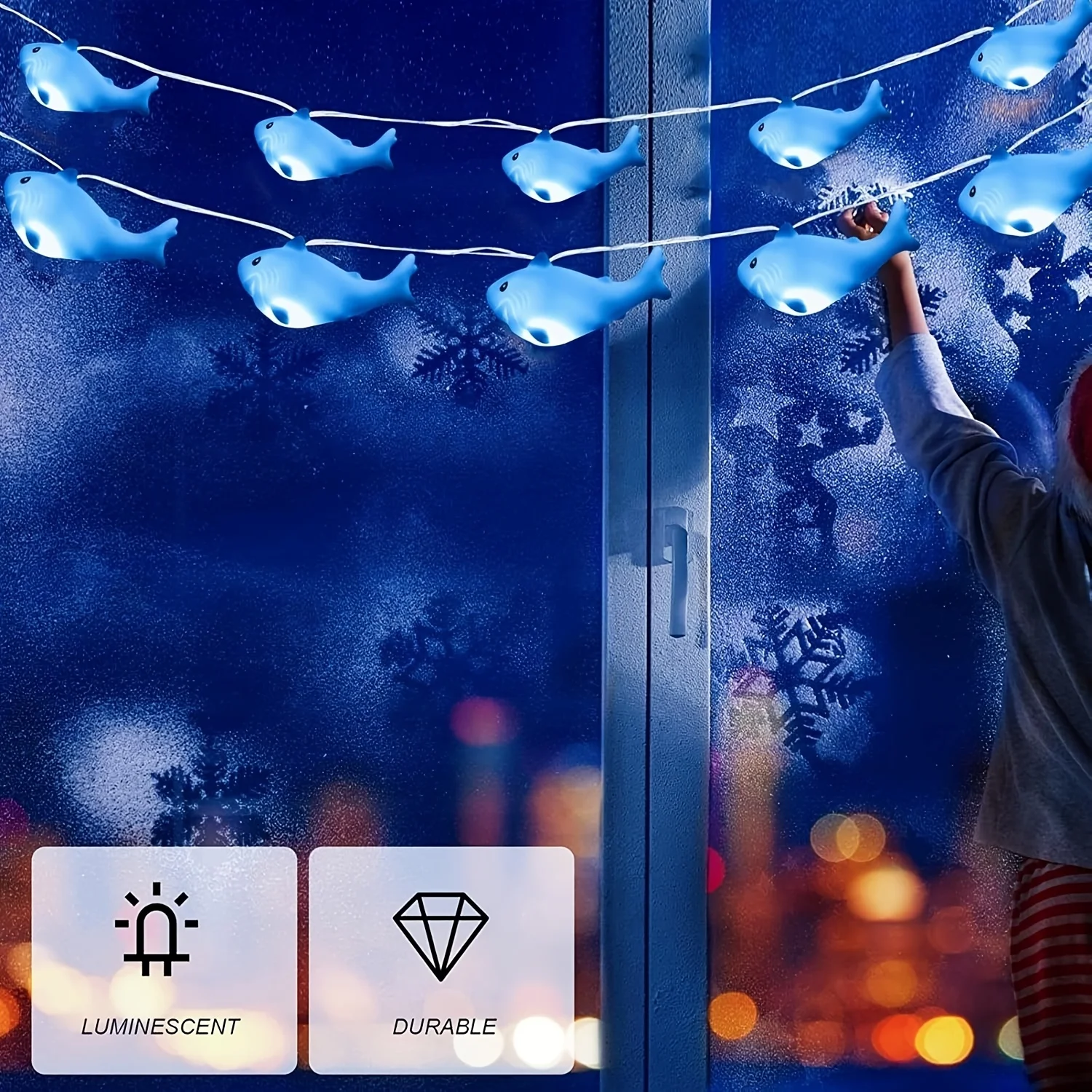 LED Christmas Fairy Lights 3m 20 LEDs Cute Animal Sheep Duck Frog Shark String Light Battery Powered Holiday Party Bedroom Decor