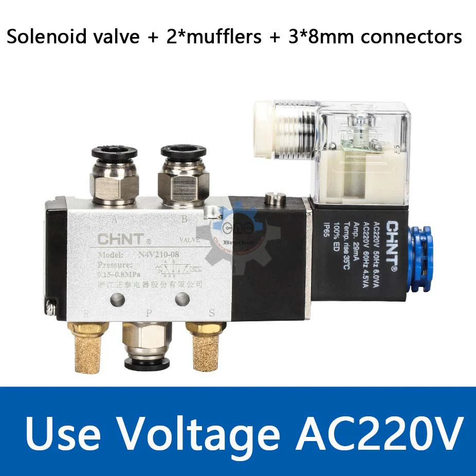 

4v210-08 CHNT Better Quality Type Pneumatic Electric Solenoid Valve Directional Control Air Magnetic Valve 12V 24V 220V 4v210