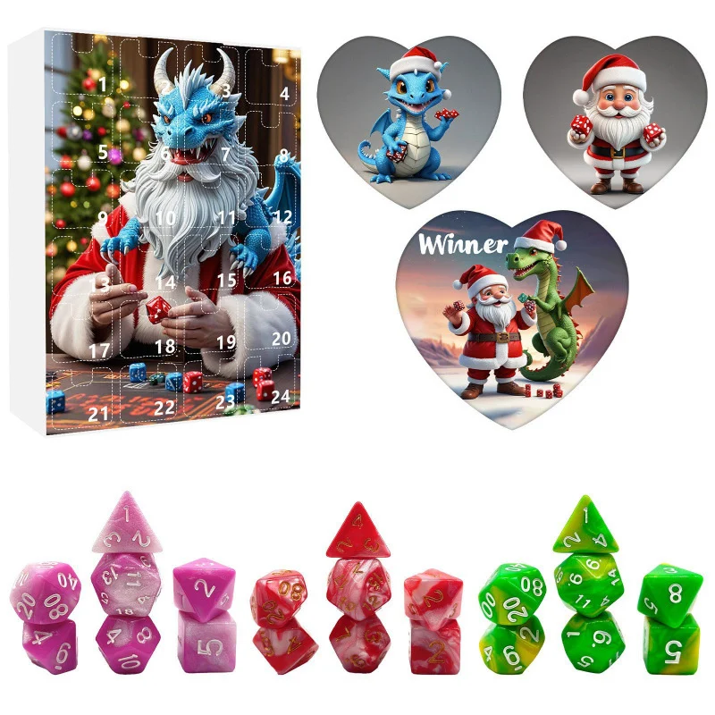 2024 Christmas Countdown Calendar Dice Blind Box Originality Mini Color Dice Interesting Toy Children's Birthday Holiday Gifts