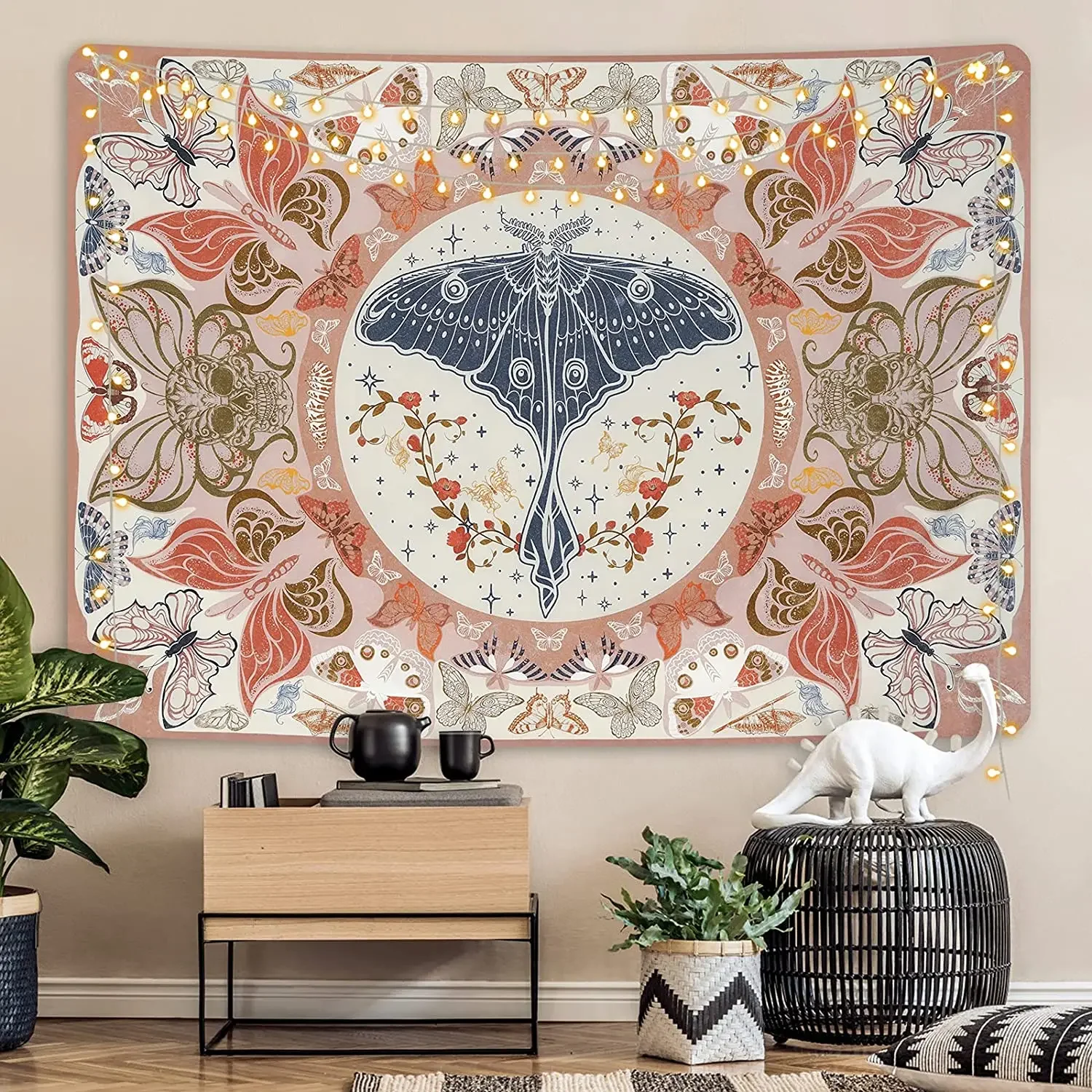 Home Decoration Accessories Retro Moth Wall Decoration Psychedelic Tapestry Teen Indie Room Decor Esoterism Macrame Wall Hanging