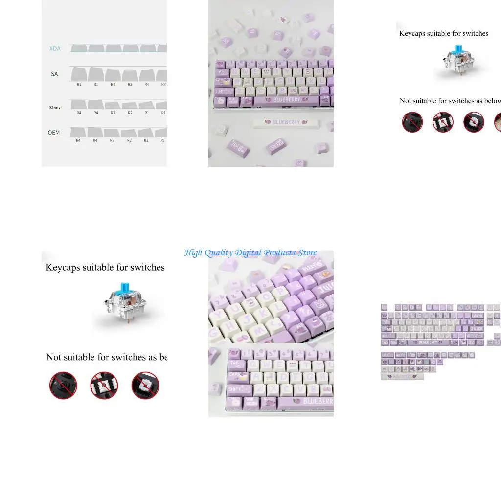 U2JE Keycaps 133Keys XDA Profile Blueberry Keycap للوحة المفاتيح الميكانيكية
