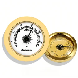 GALINER Golden Cigar Hygrometer Round Precision Cigar Humidor Hygrometer Accessories Mini Pocket Humidity Meter