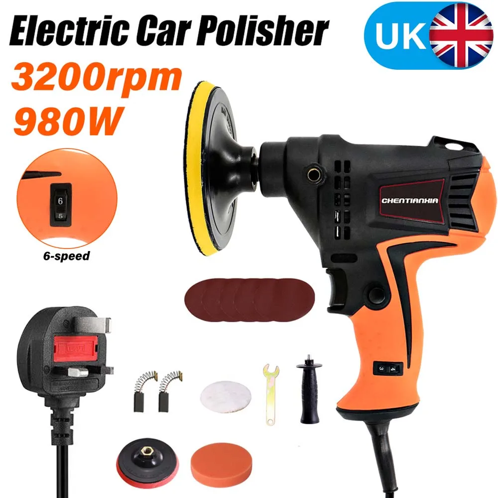 980W Electric Car Polisher Sander Buffer Polishing Machine Kit 6-Variable Speed