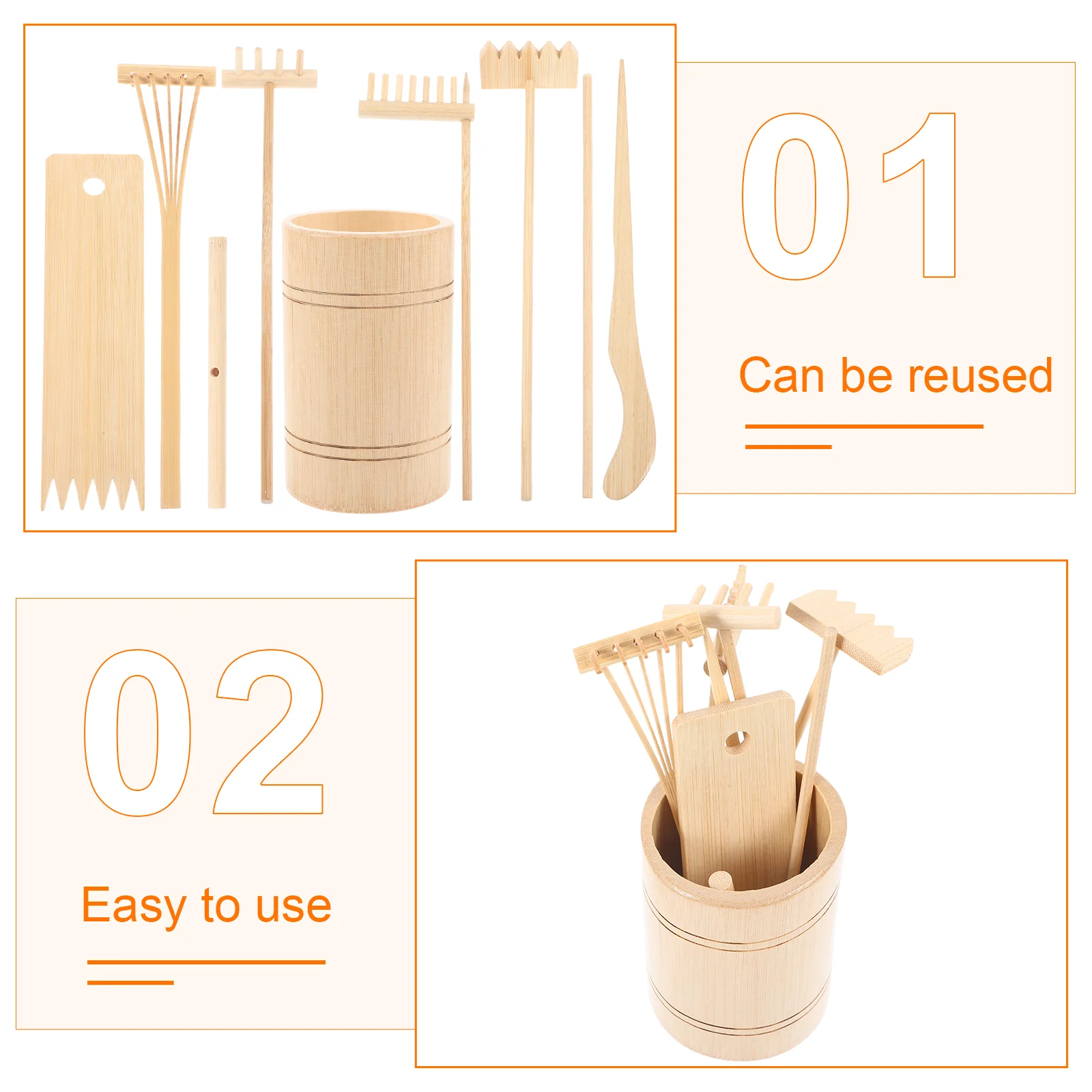 Zen Tool Set Miniature Garden Decoration Other Bamboo Products Tools Sand Rake Wooden Sandbox