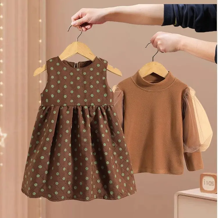 

Baby Girl Cute Beautiful Fall Two-piece Suit Dress New Children Korean Long-sleeved Kids Dresses for Girls Kids Clothes Girls