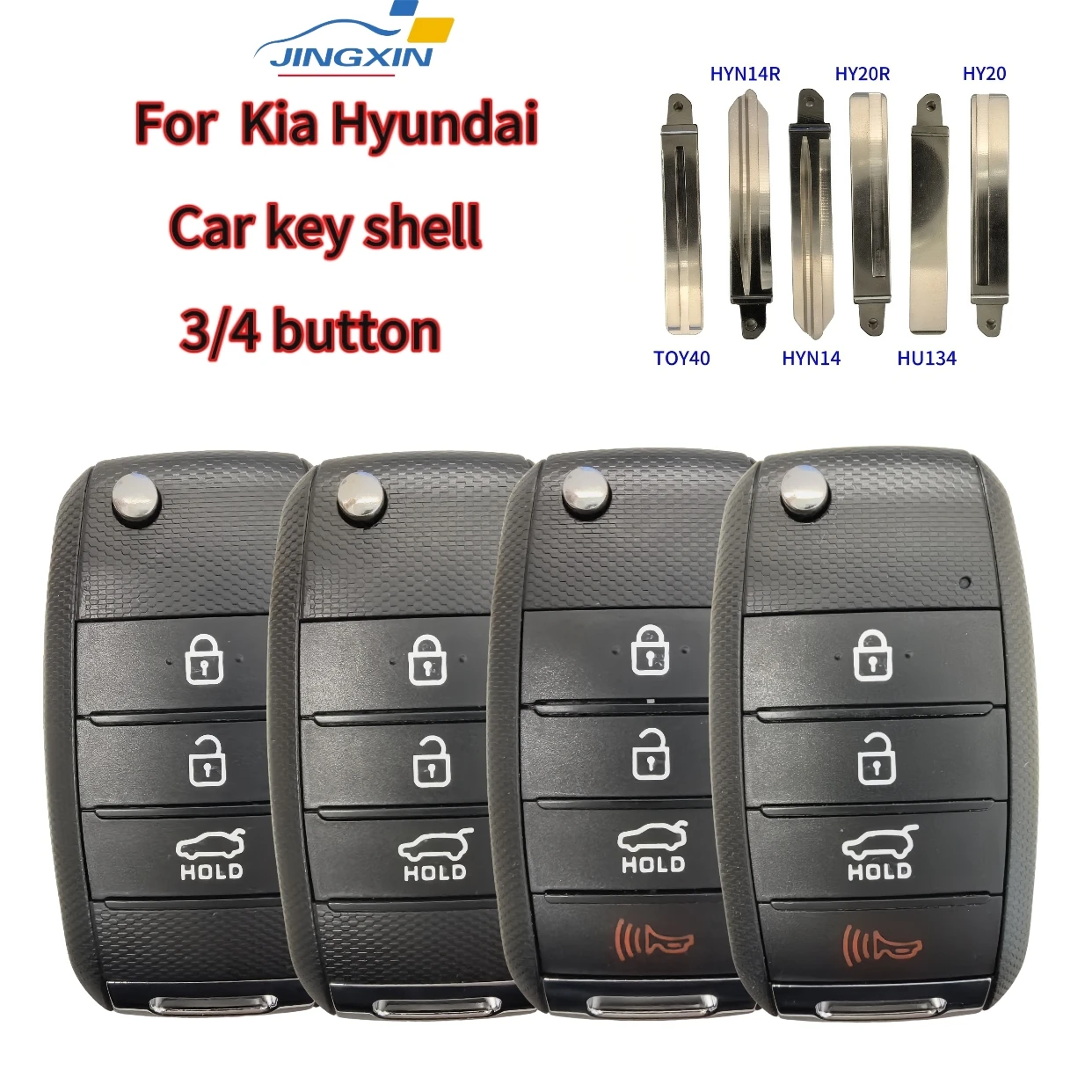 

Jingxin Remote car Key Shell Case Fob TOY40/HYN14/HY20 Blade 3/4 Buttons For KIA K3 K2 K5 Rio Sorento Carens Cerato Forte Car