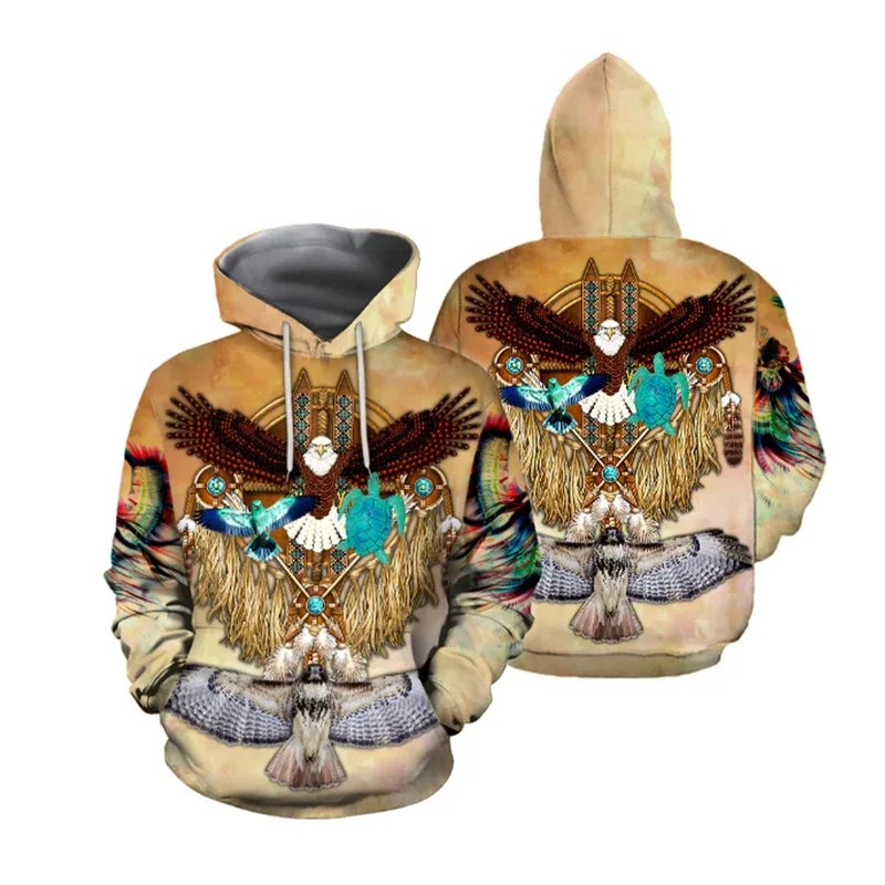 

2024 men's fashion bohemian loose hoodie retro men's 3D printed super large hoodie Indian fashion enthusiast