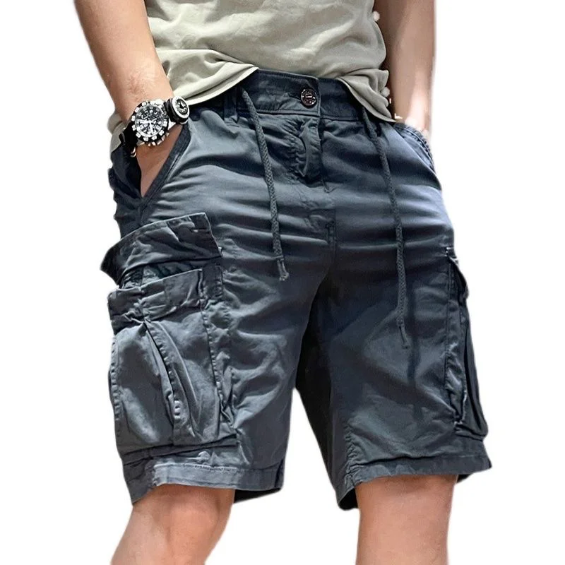 Men's Workwear ort Pants Summer Multi-ket Pure Cotton Construction Site Dirt-Resistant Wear-Resistant Five-Part Pants