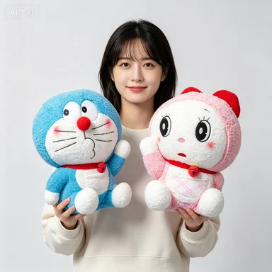 Muñeco de Peluche de Doraemon y Dorami de 40 cm, Linda Figura de Peluche de Dibujos Animados, Múltiples Caras, Cojín Suave, Bonito Regalo de Cumpleaños para Niños y Amantes de los Personajes