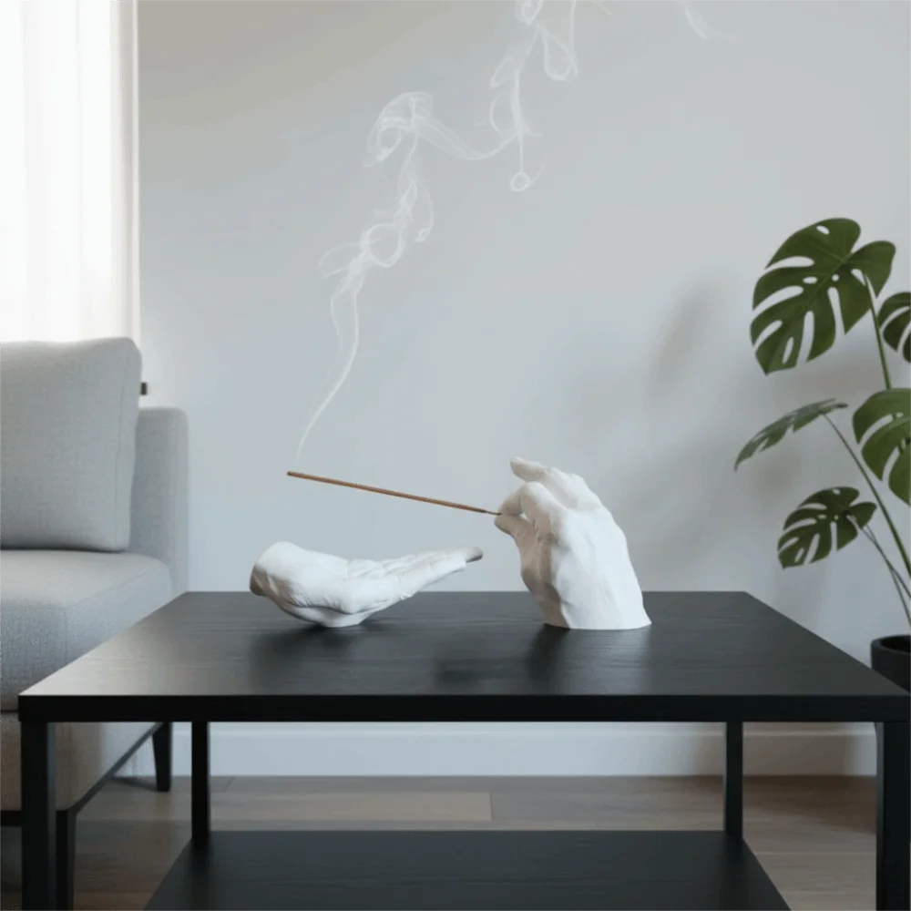 Desktop Handicraft Resin Palm Shape Incense Holder Decorative Simulated Incense Stick Holder Quaint Hand Statues Yoga Room