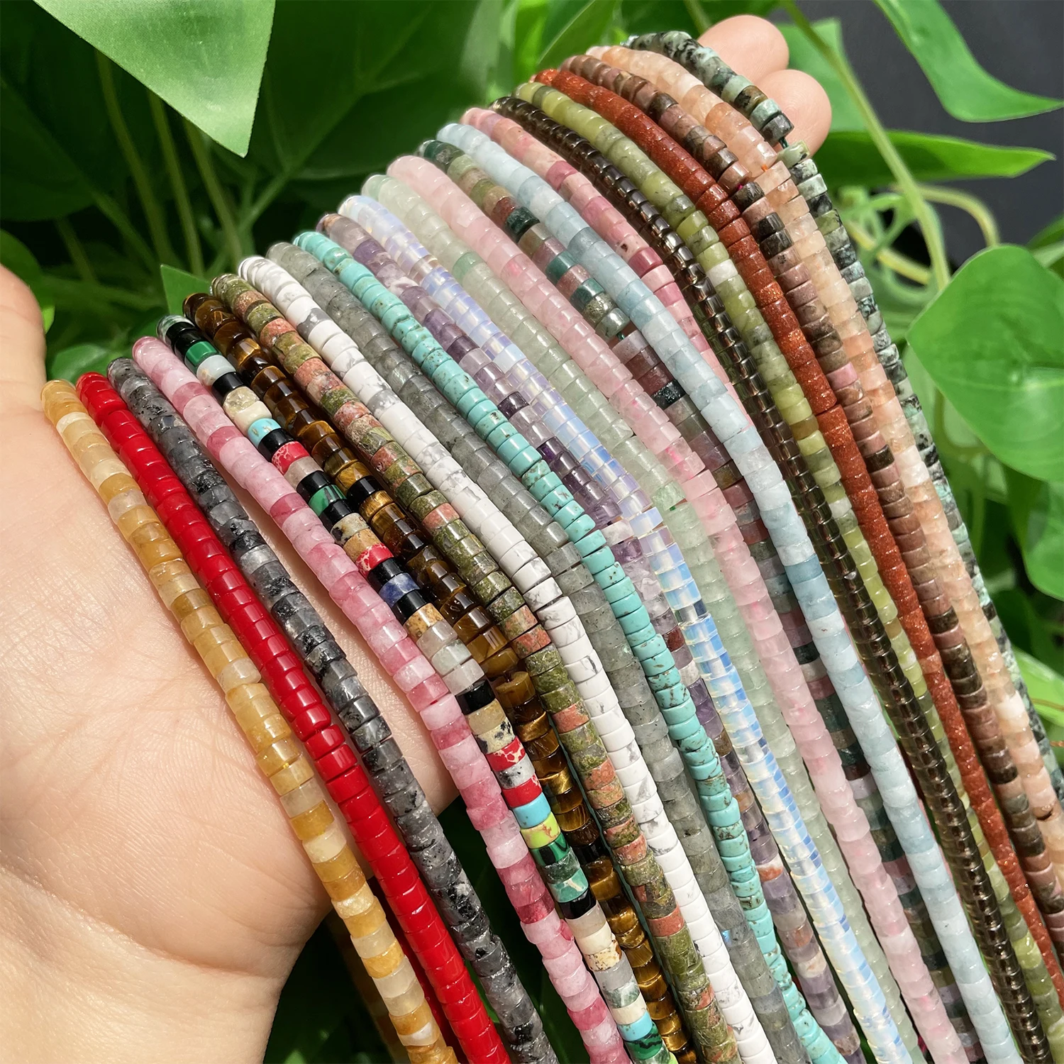 Natürliche Türkis-, Quarz- und Lapislazuli-Rondell-Abstandsperlen 4x2mm Flache Runde Scheiben-Steinperlen für Schmuckherstellung DIY Armband – Detail 2