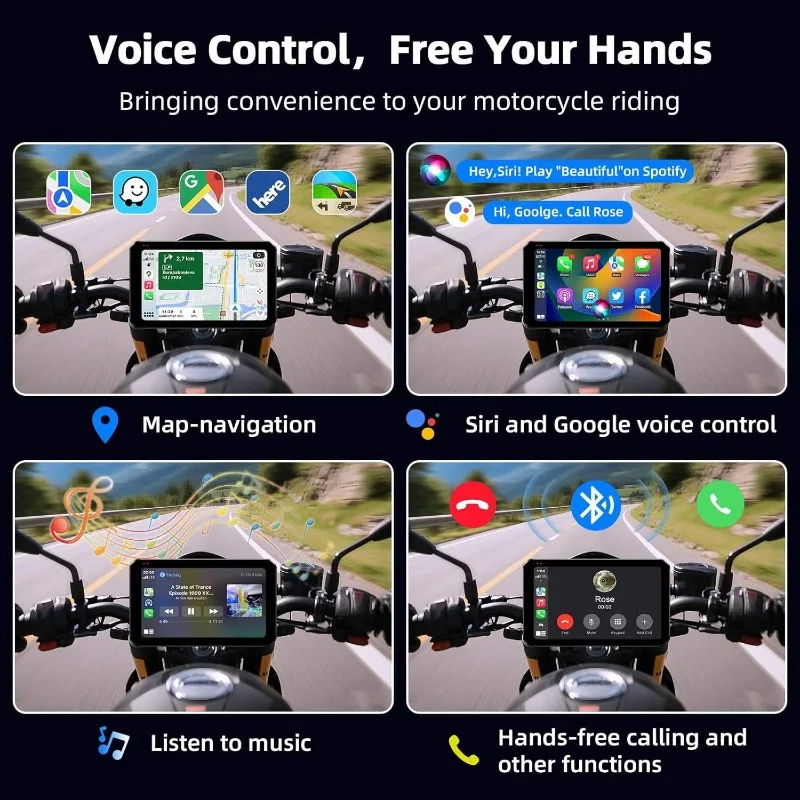 Waterproof 5.5" Motorcycle TPMS Screen Motobike Dashcam  Android Auto GPS Navigator Touch Screen Recorder view 4