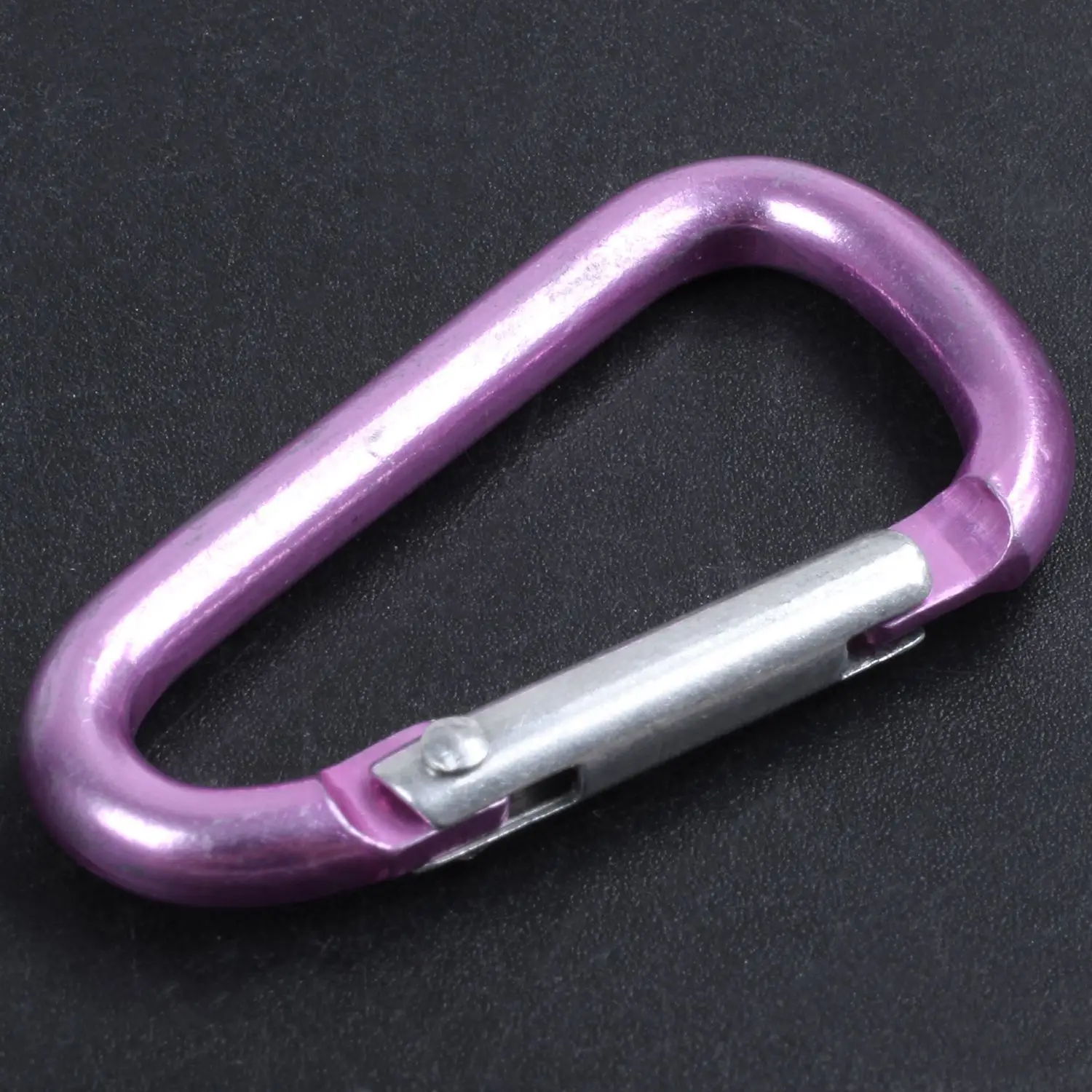 Pink aluminum alloy D-shape spring-loaded gate closure carabiner HOT