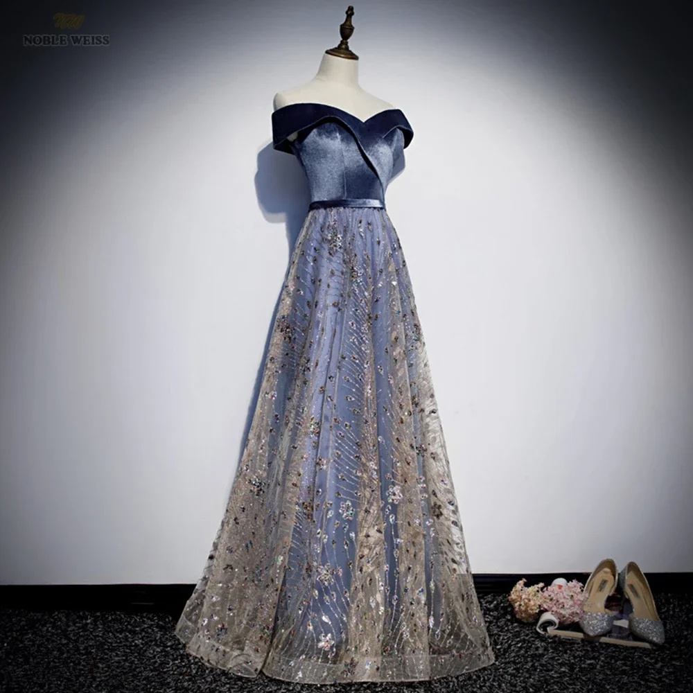 Evening Dresses Long Boat Neck Prom Dresses Floor-Length Dresses Woman Party Night A-Line Prom Dress Customized