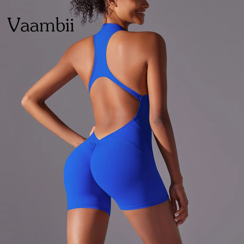 Short Sportswear Yoga Set Gym Jumpsuits Fitness Suits Summer Zipper Gym Tracksuit Women Running Gym Clothing Sports Overalls