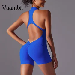 Short Sportswear Yoga Set Gym Jumpsuits Fitness Suits Summer Zipper Gym Tracksuit Women Running Gym Clothing Sports Overalls