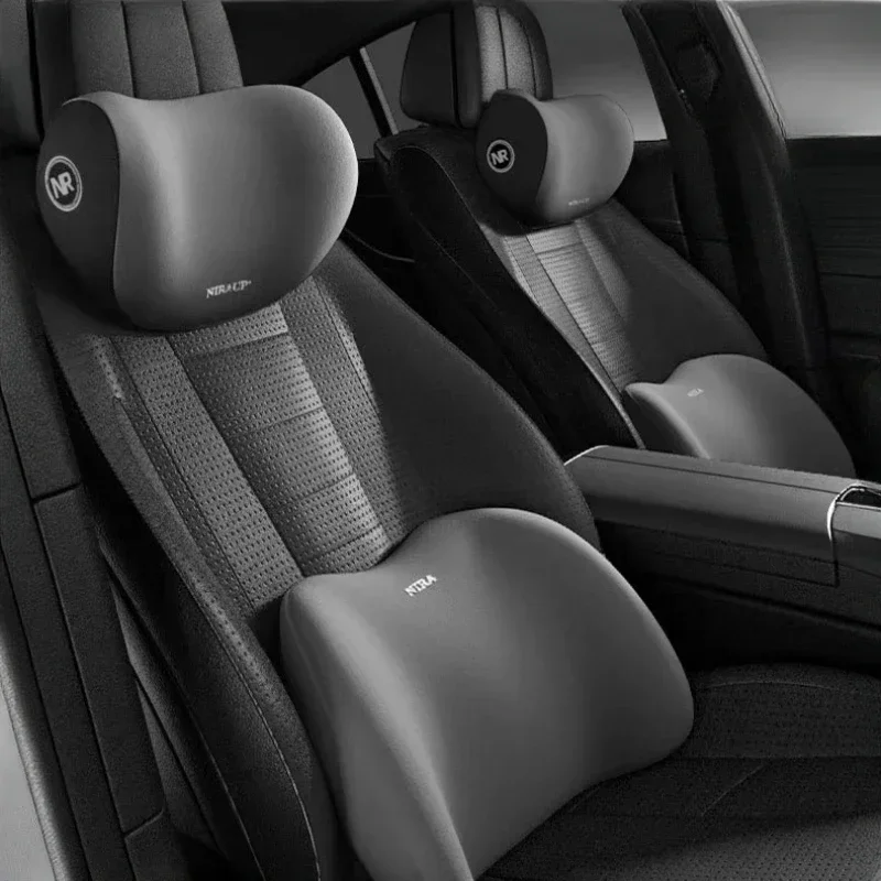 Auto-Nackenkissen aus Memory-Schaum, Lendenwirbelstütze, Rückenlehnenkissen, Lendenkissen, Auto-Kopfstützenkissen