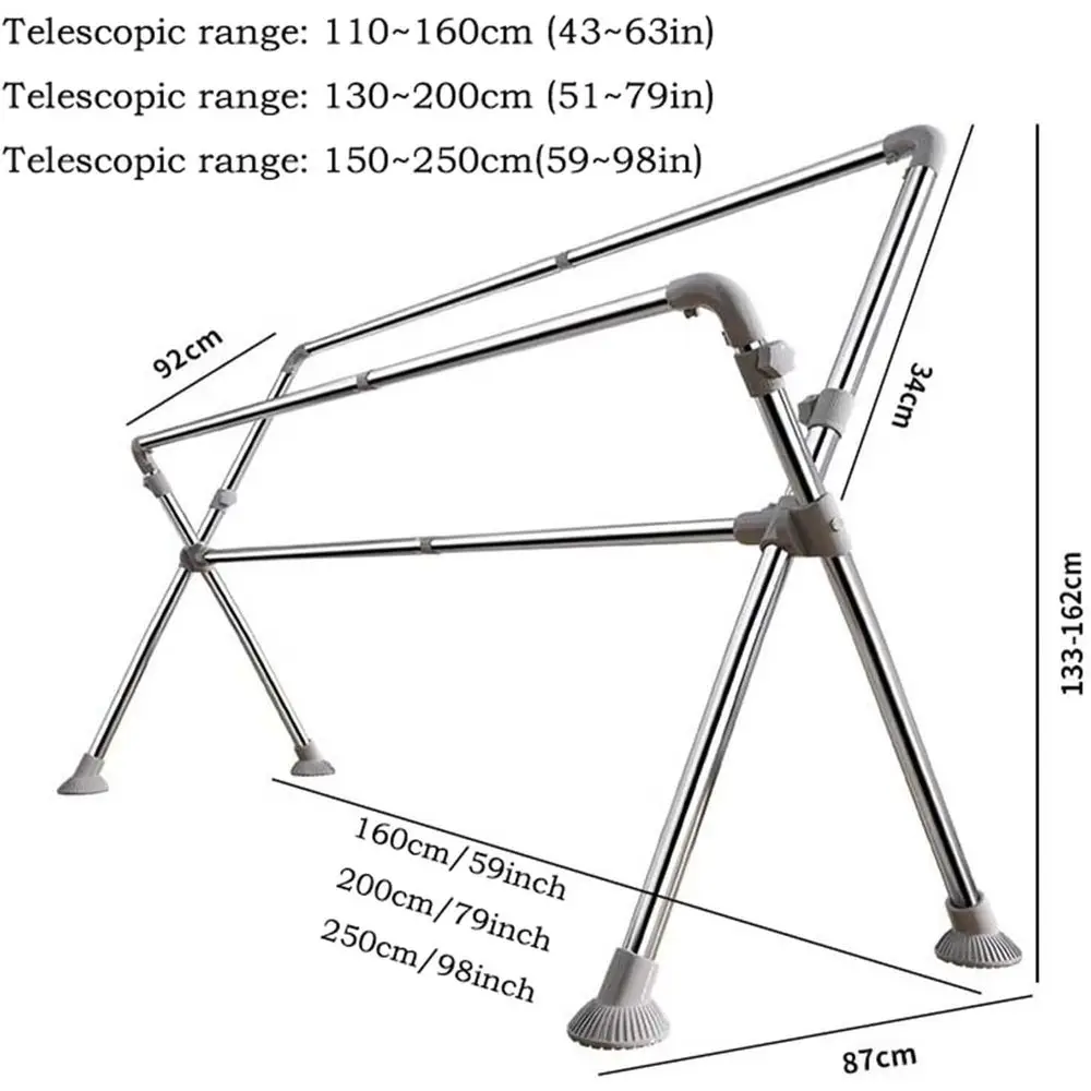 Stendibiancheria portatile regolabile per interni/esterni da 160 cm con 20 ganci e 12 clip