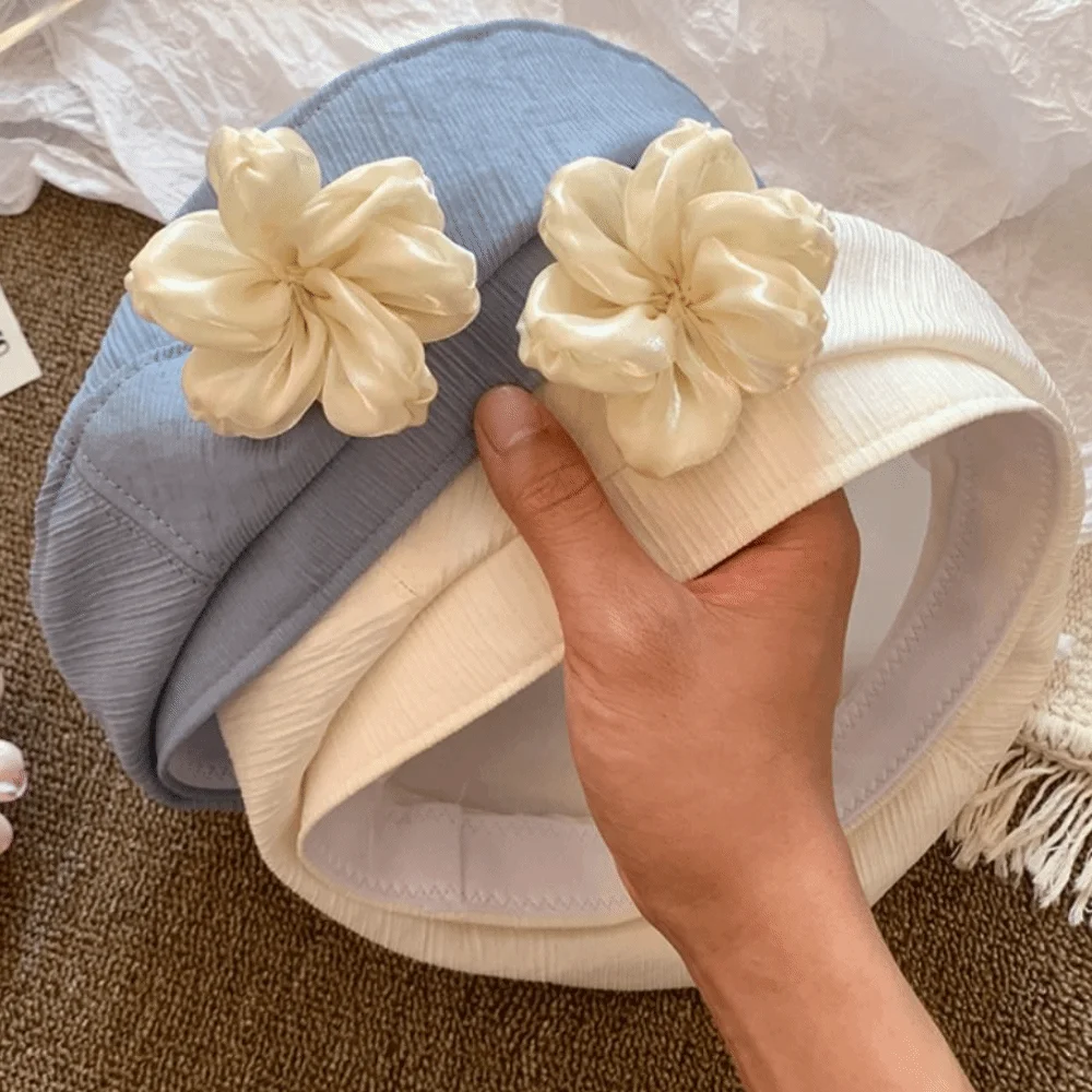 

Brimless Cap French Style Flower Beret Thin Literary Painter Hat Versatile Retro Artist Cap Women/Girls