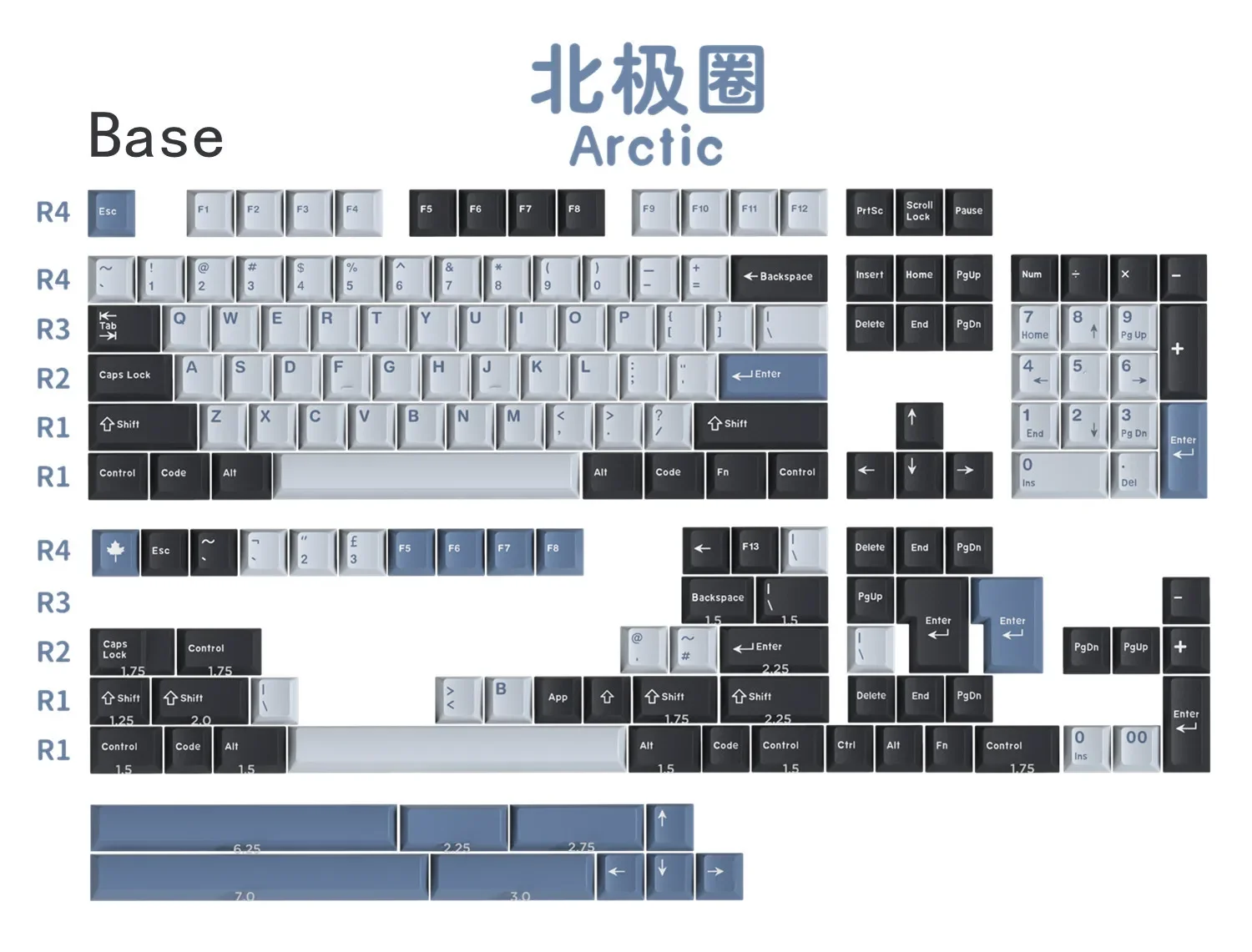 

Original factory height ABS two-color mechanical keyboard keycap full set Arctic circle 170 keys customization