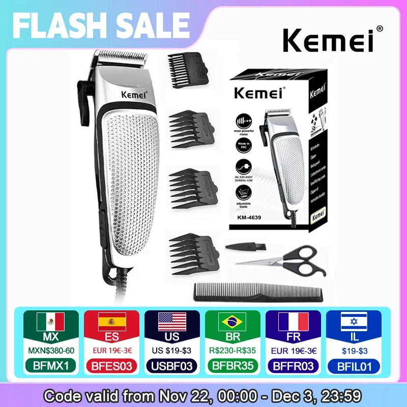 Kemei Electric Clipper KM-4639 Hair Clippers Professional Trimmer Household Low Noise Beard Machine Personal Care Haircut Tool