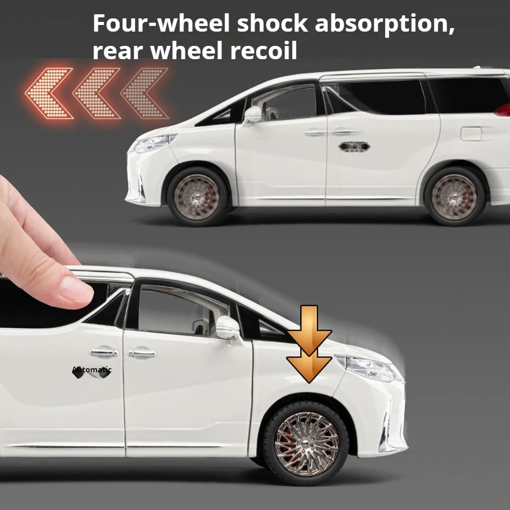 1:18 LM300 Prado Modelli in lega pressofusa Giocattoli Auto Suono Luce Tirare indietro Porte aperte Volante anteriore Auto Regali per bambini Festival