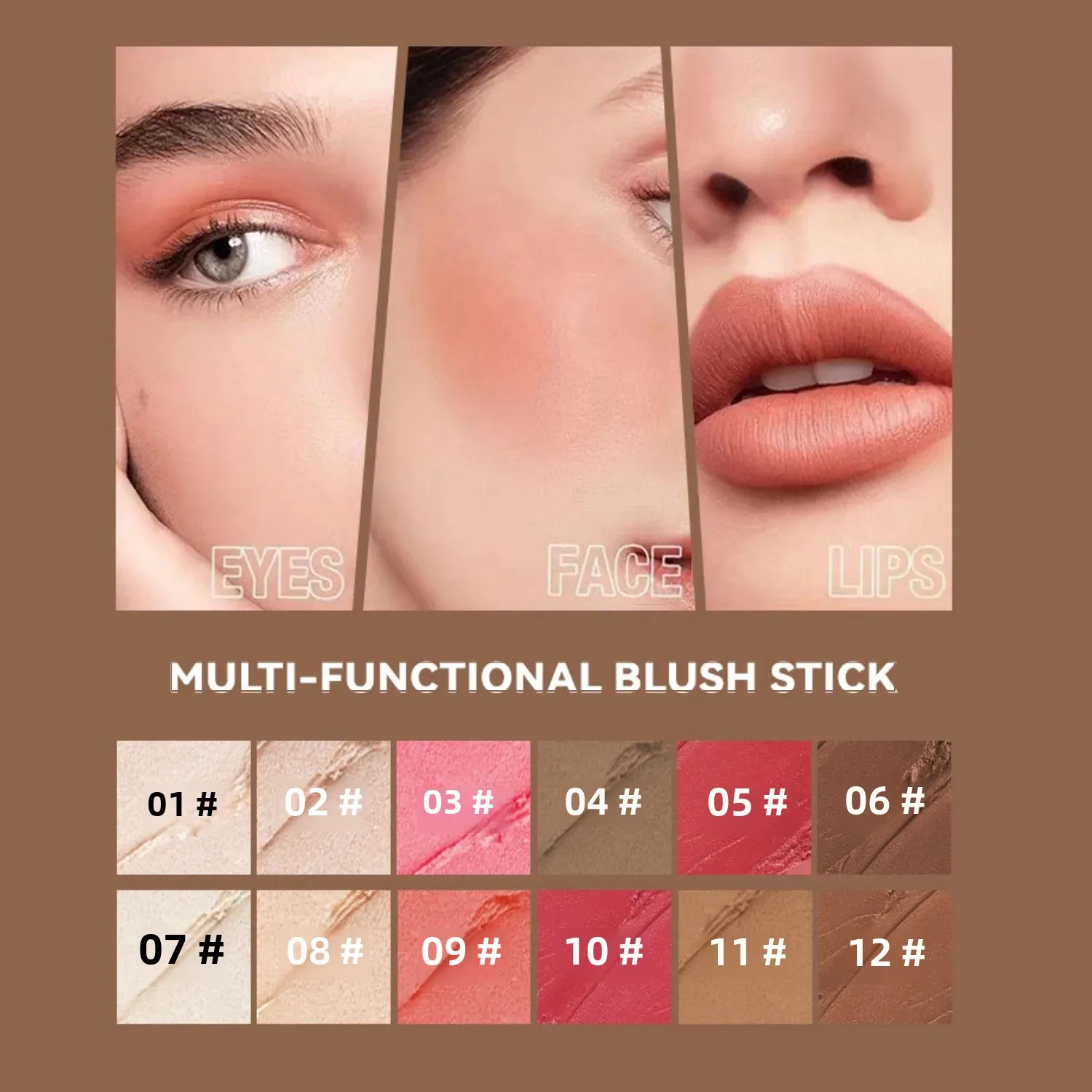 ثلاثية الأبعاد نحت الوجه تمييز أحمر الخدود كونتور عصا متعددة الوظائف ماكياج محسن سهل تطبيق اشراق لون البشرة #4