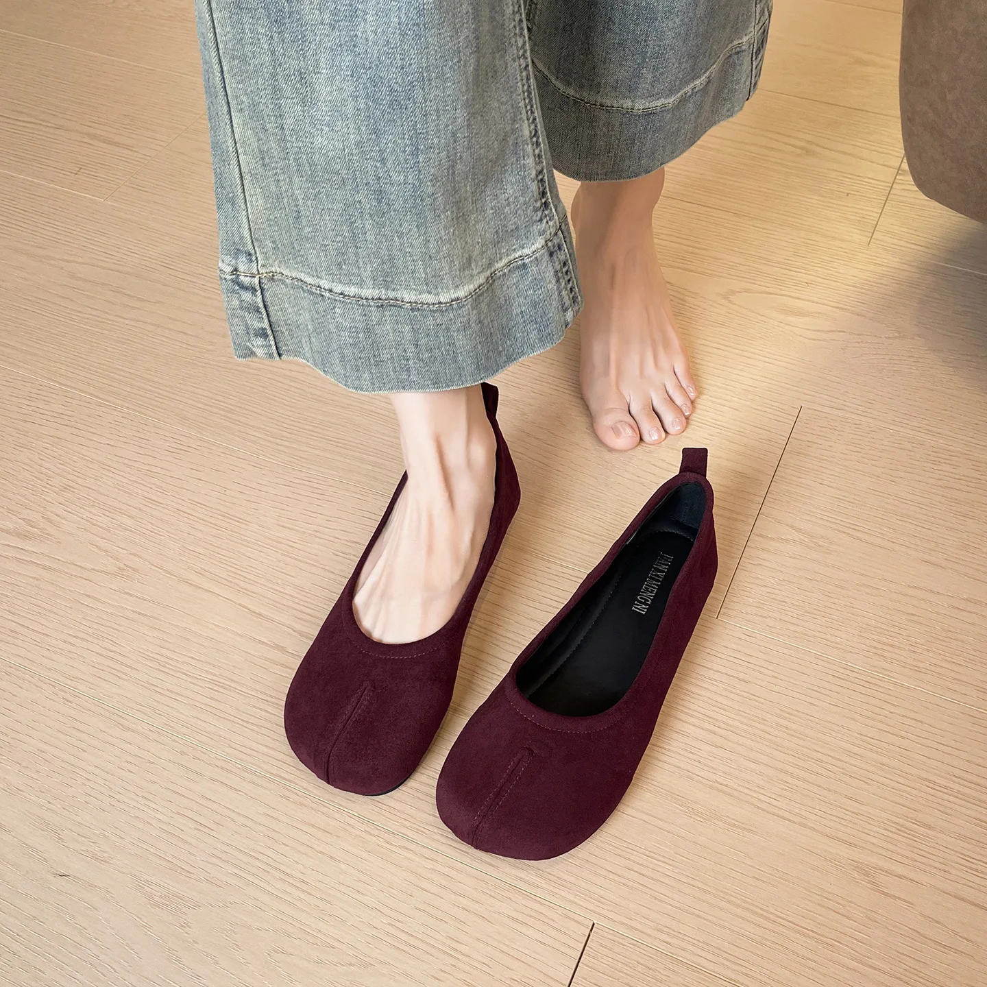 Sapatos planos para mulheres boca rasa sapato de balé novo versátil tabi sapatos mocassins femininos senhoras sapatos