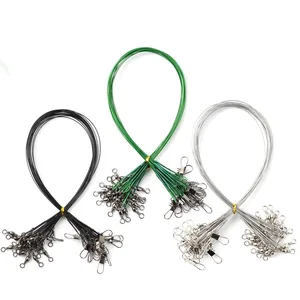 20pcs Anti Bite Steel Fishing Line Steel Wire Leader With Swivel Fishing Accessory Lead Core Leash Fishing Wire 15CM-50CM