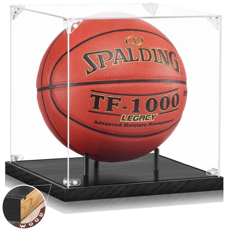 Acrylic Basketball Display Case, Clear Sports Ball Holder for Football, Rugby and Soccer, Dustproof Showcase Box for Memorabilia