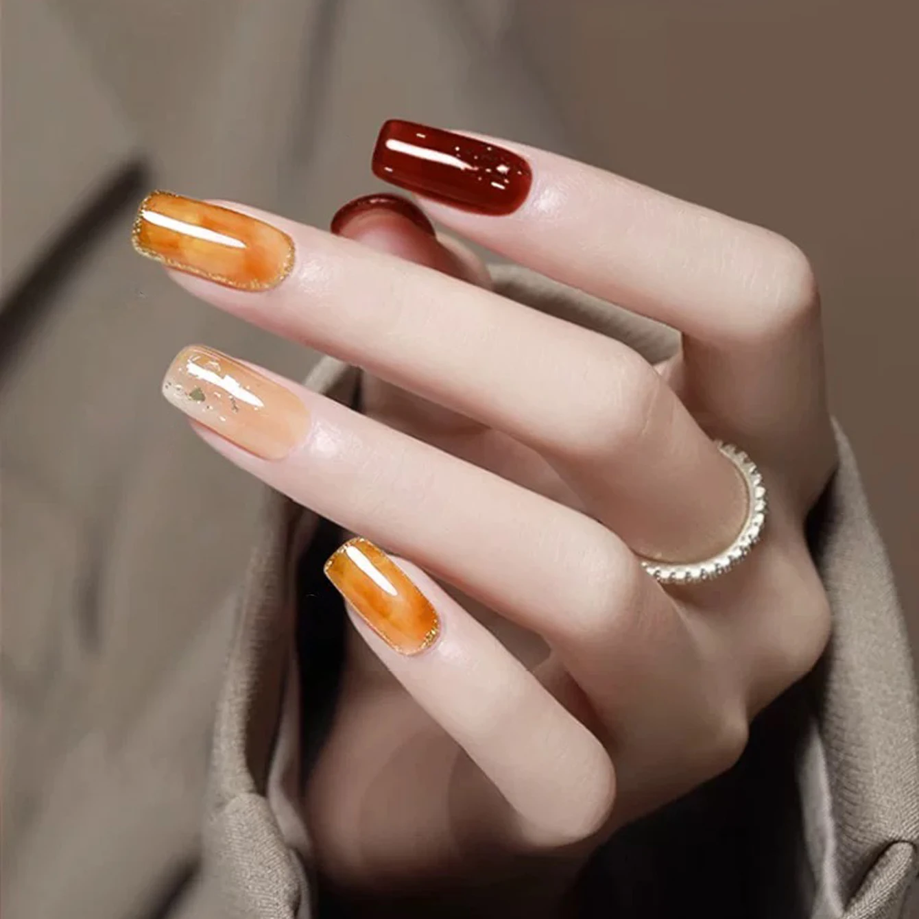 SHAKA 1-12 Stück Neue Beliebte Eis-Transparente Schildpatt-Bernstein-Gelee Nagelkunst Nagelzubehör Honig-Bernstein-Serie Gel-Nagellack